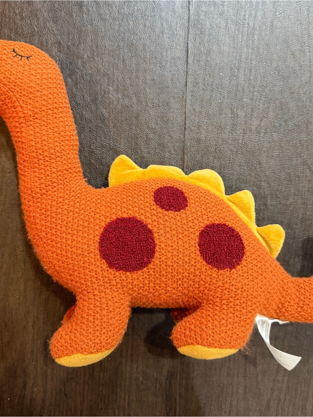 Anthropologie Knitted Orange Dinosaur Plush Toy Derrick the Dino